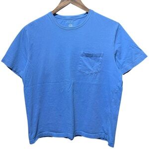 plain blank blue saddlebred short sleeve crewneck casual front pocket shirt tee
